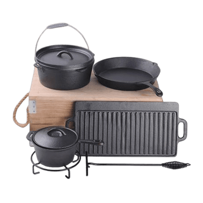 Dutch Oven Rectangular Griddle Pot Set Cast Iron Cookware 6 Qt with Skillet  Lid Kitchen - AliExpress